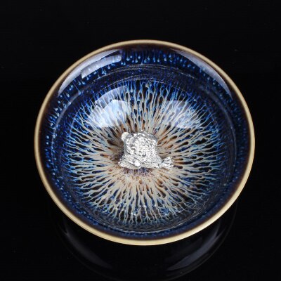 1 st Chinese Porselein China Jingdezhen Porselein Kom 45 ml 925 Pure Fine Silver Lotus Master Dragon Theekopje Thee Set giftPackage: D