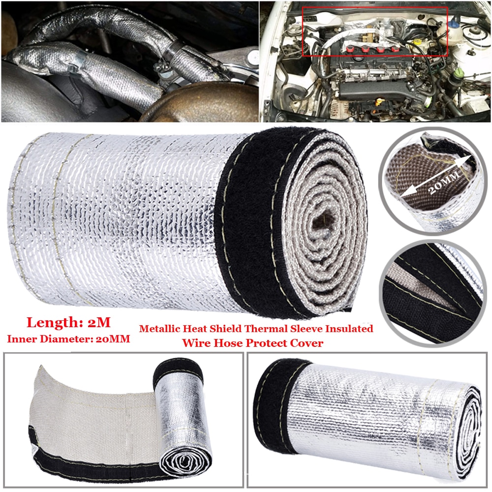 2m Metallic Heat Shield Thermal Sleeve Insulated Wire Hose Protect Cover Heat 20/30mm Wrap Loom Tube For Wiring Pipes