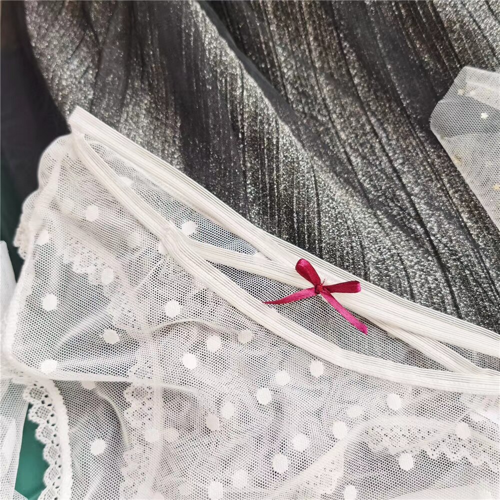 Women Panties Summer Sexy Underwear Traceless Briefs Woman Transparent Solid Girl Dot Ladies Bow Underwear: White / M