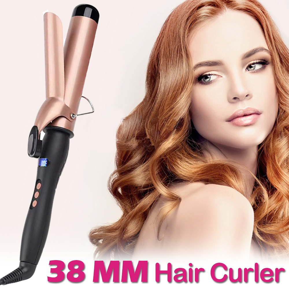 Ferro de frisar Modelador de cabelo profissional Ferramentas de modelagem de cerâmica recarregáveis Varinha de modelagem de rolo de íons negativos para cabelos 38MM