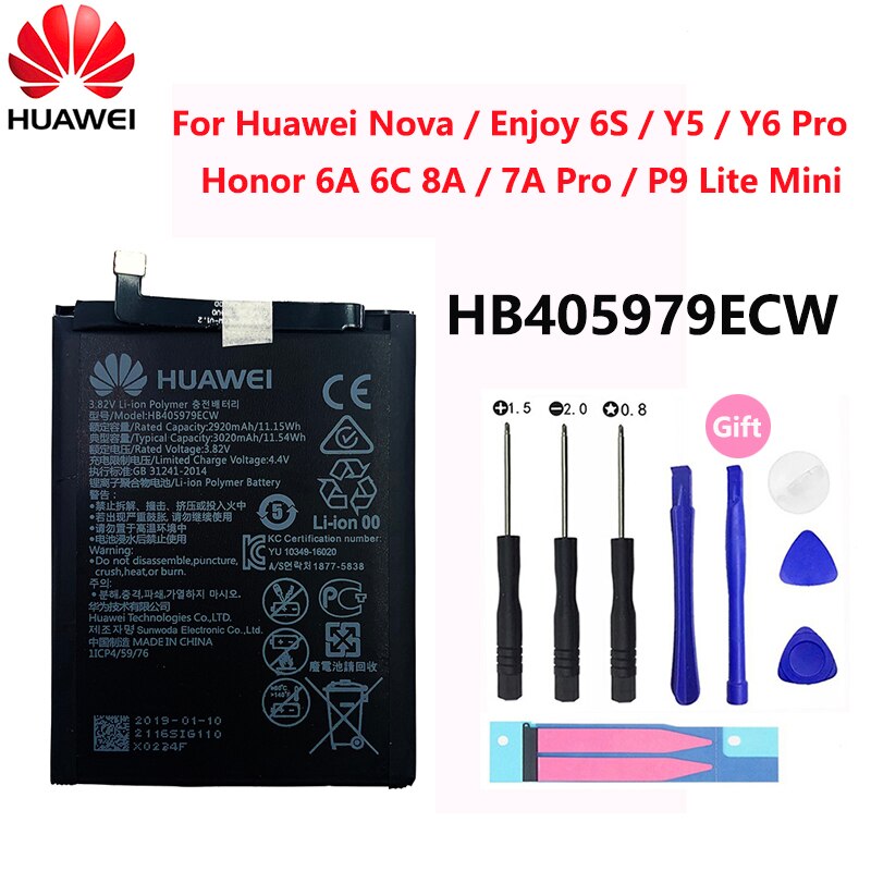 Originale Huawei P9 P10 P20 Honor 8 9 Lite 10 9i 5C Godere di Nova Compagno di 2 2i 3i 5A 5X 6S 7A 7X G7 Y7 G8 G10 Plus Pro SE Batteria Del Telefono: HB405979ECW