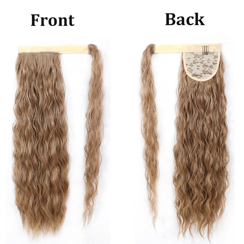 Rosa Ster Lang Krullend Synthetische Paardenstaart Voor Vrouwen Met Synthetische Wrap Around Magic Plakken Maïs Clip In Haarstukje Zwart Nep haar