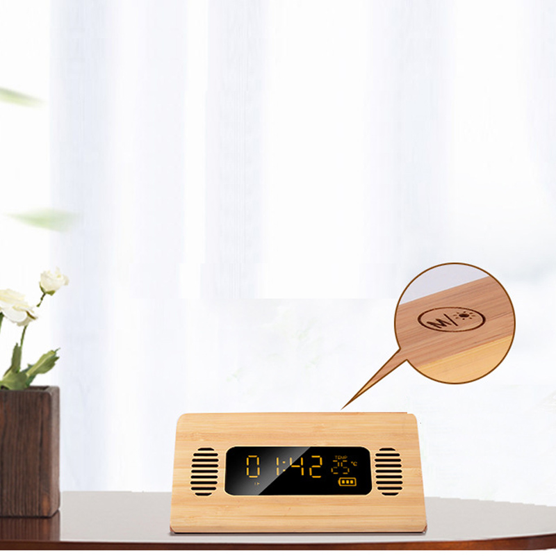 Alarm Clock Bluetooth Speaker FM Radio Digital Temperature Touch Screen Retro Snooze Table Clocks Phone Charging Voice Broadcast