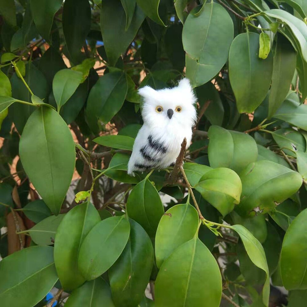 Cute Artificial Lifelike Animal Owl Miniature Plush Toy Garden Ornament Photo Props