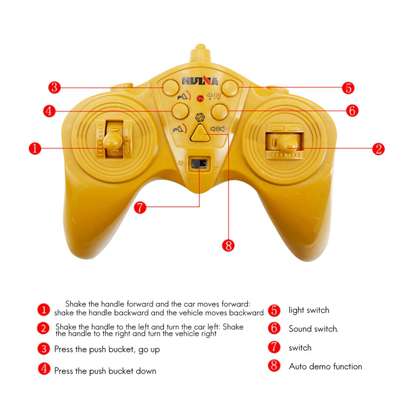 HUINA 6 Channel RC Bulldozer RC Excavator 1:24 Track Front Loader Construction Vehicle Toy Tractor With 2.4Ghz Simulation