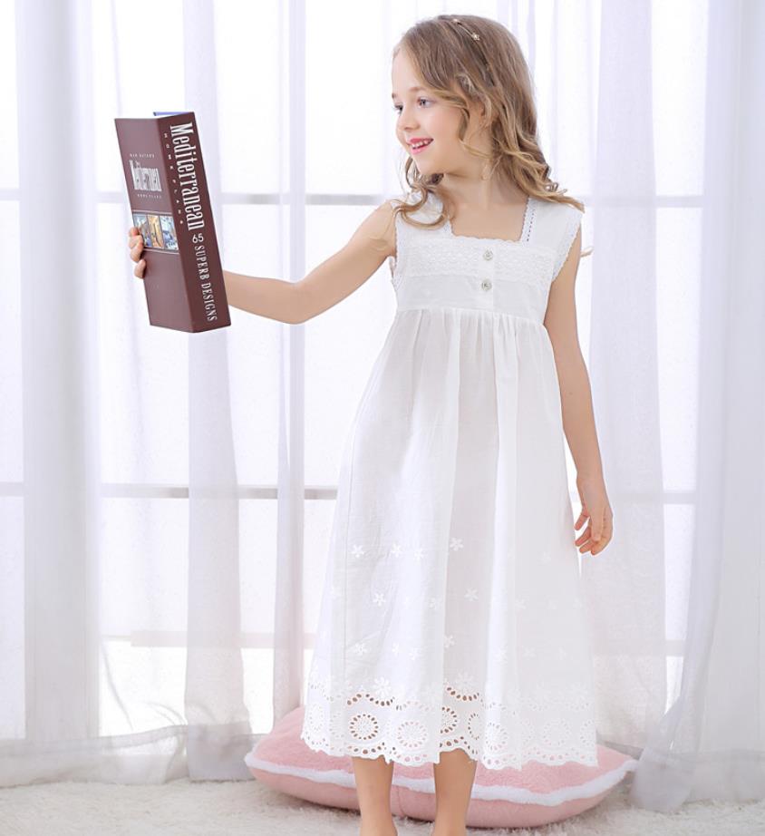 Toddle Girl White Nightdress Princess Dress Children Pajamas Nightgowns For Girls Kids Night Dress Girl Lace Sleeping Dress A270
