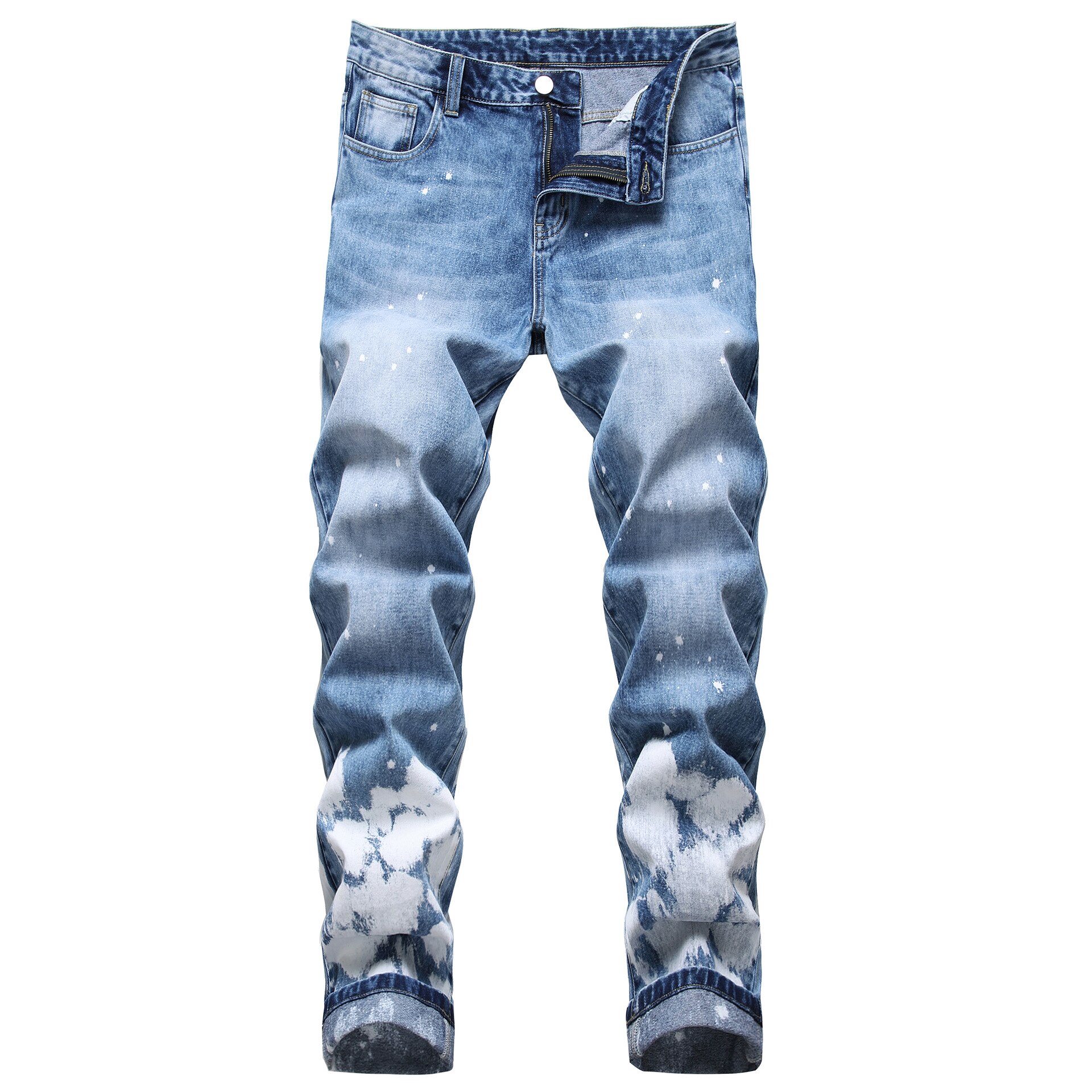 Einfache Männer Denim Jeans Lange vier Saison Gerade lässig Denim Hosen Plus Größe Licht Blau Cowboy Jeans Schnee waschen: 34