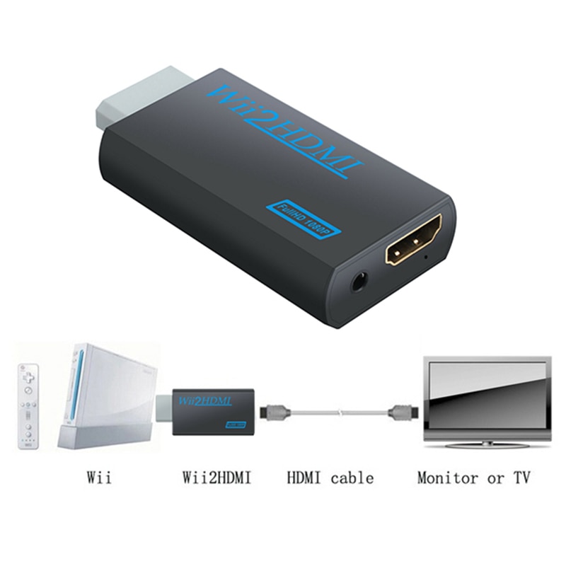 1080P Wii To HDMI Converter Adapter Wii2HDMI Converter Audio Output Adapter Full HD 3.5mm Audio For PC TV HDTV Monitor Display