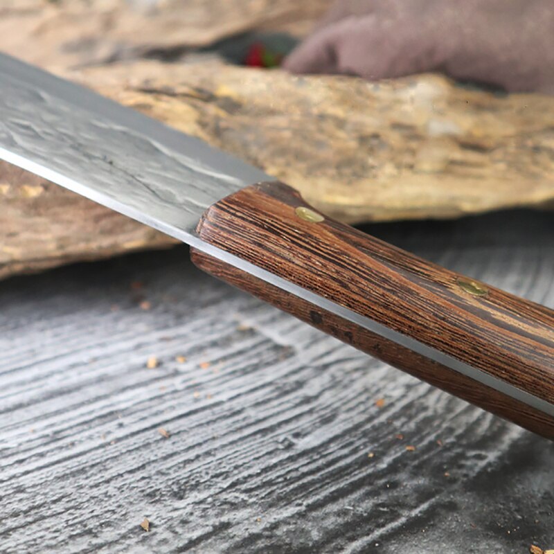 8" Forged Meat Cleaver Kitchen Chef Knife Stainless Steel Fish Vegetables Slicing Butcher Knife with Scabbard