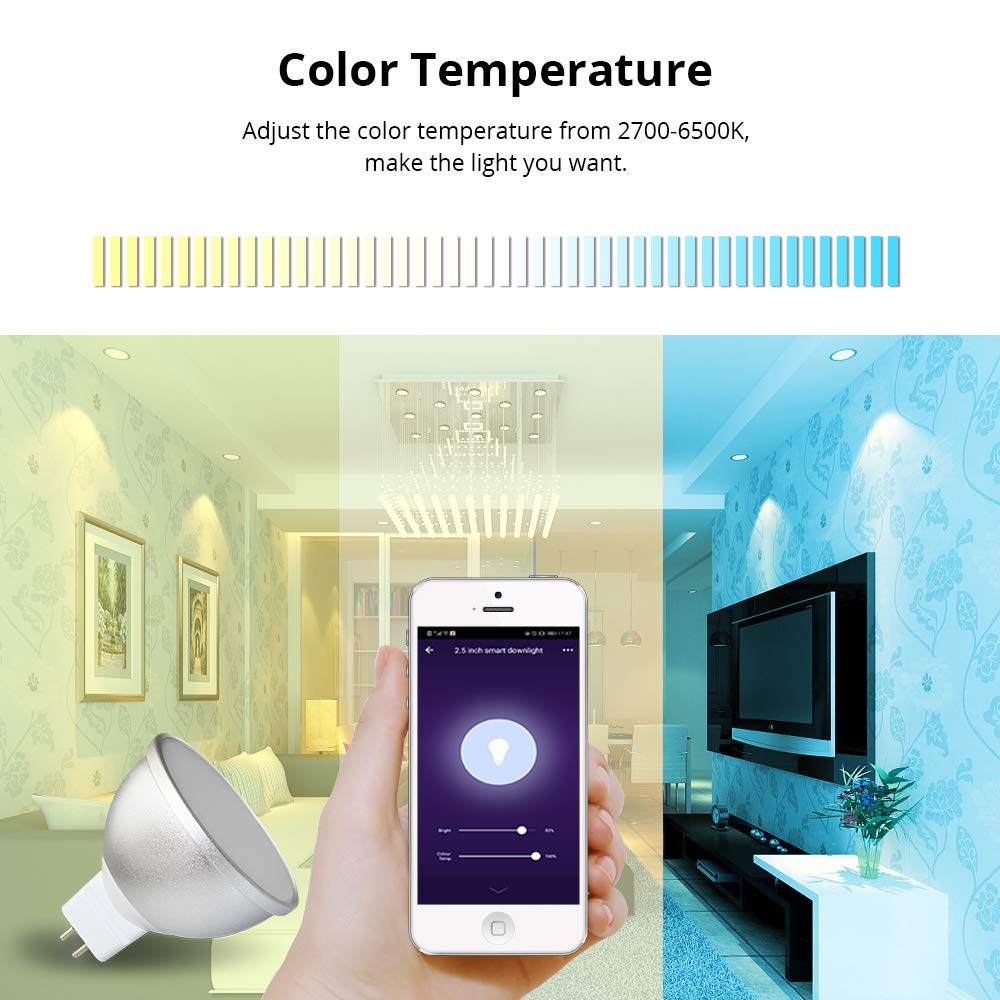 GU10 Smart Led-lampen Smart LED WiFi Lampen Dimbare Spot Light Lamp Daglicht Lamp RGBCW Compatibel met Alexa/Google home/IFTTT