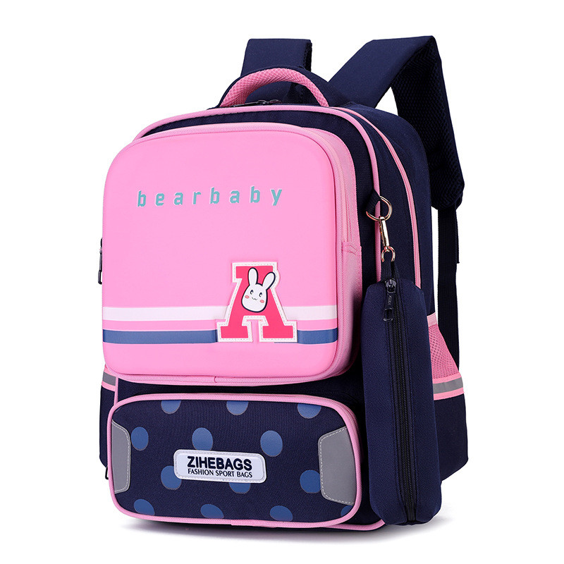 Cartoon Blue School Bags Backpack for Girls Boys Children Orthopedic Backpack Reflective Strip Mochila Infantil: pink