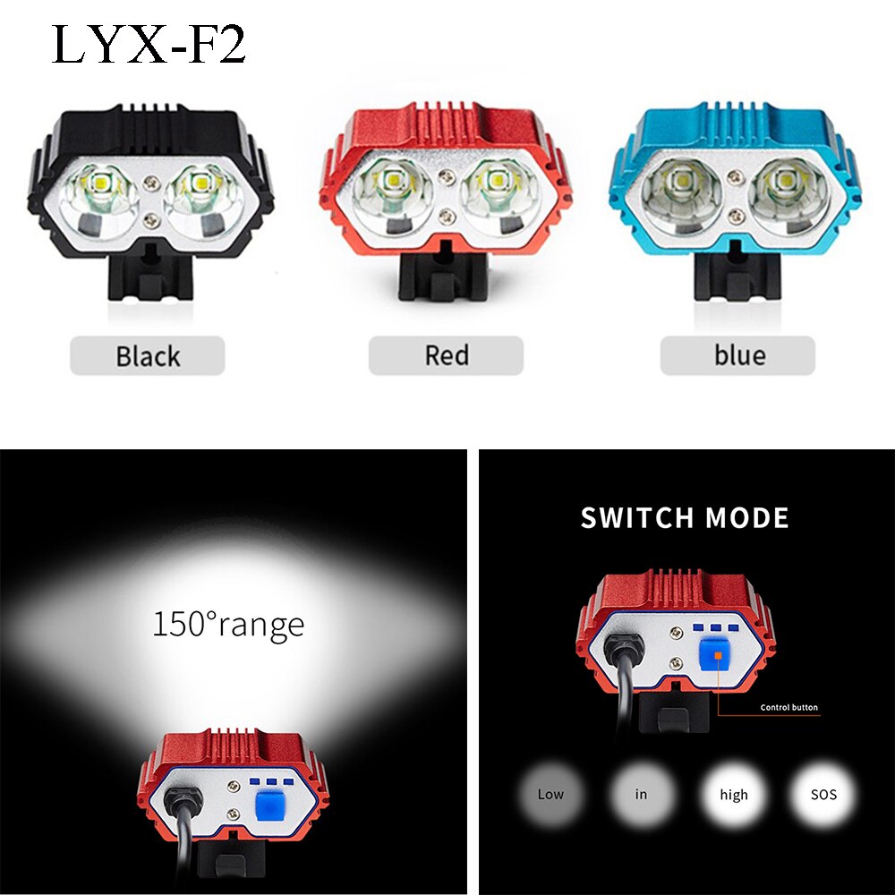 Fiets Licht 3 Modi Werken Weg Mountainbike Led Verlichting 2T6 Mtb Koplamp 2000 Lumen Cycle Koplamp Rijden E-fiets Accessoires