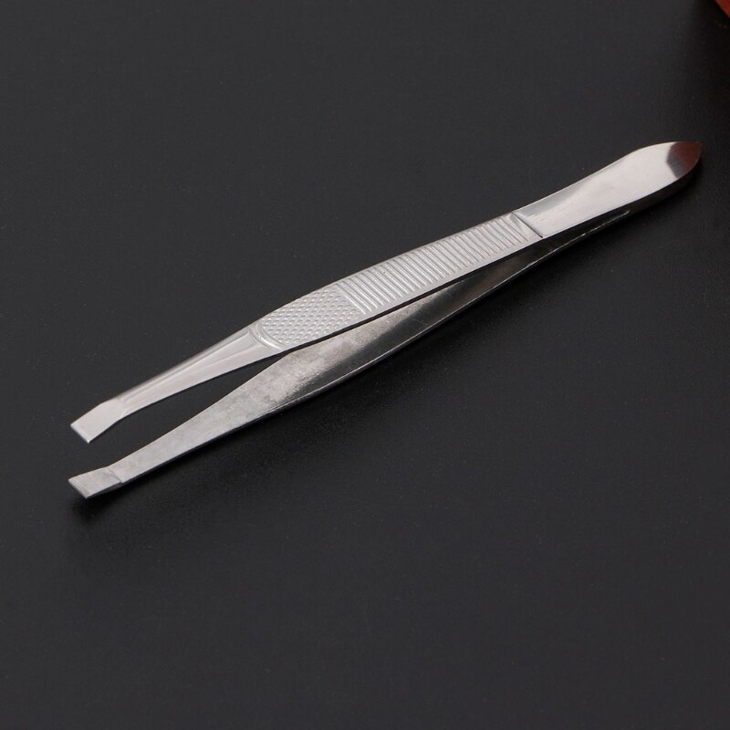 1 St Professionele Rvs Wenkbrauw Ontharing Tweezer Platte Tip Tool