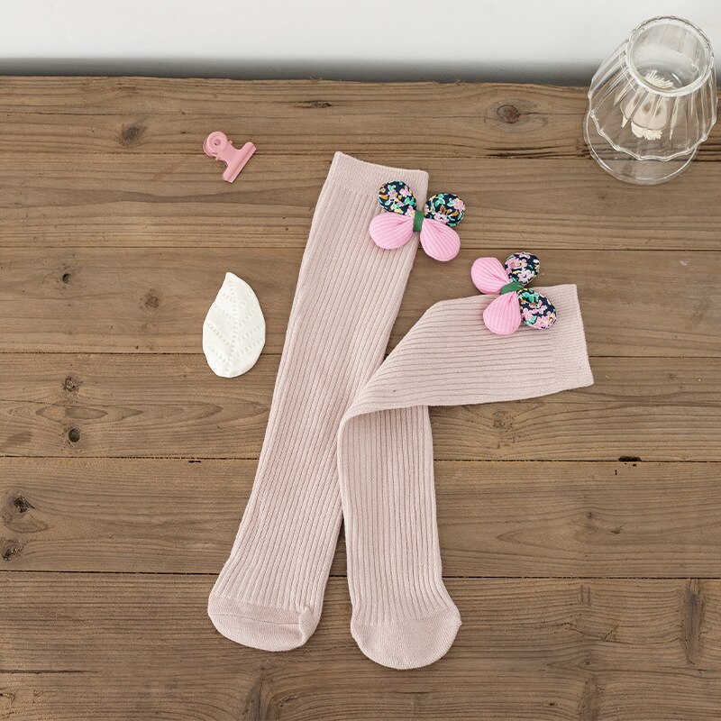 Chaussettes en coton peigné sans talon pour filles, bas de printemps et d'automne à mollet, princesse à fleurs, pour enfants de 1 à 15 ans: C / 1-7Y
