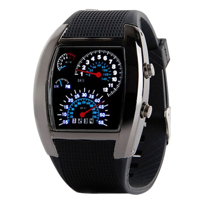 Herreklokke unik ledet digital klokke herreklokke elektroniske sportsklokker klokke saat relojes para hombre relogio masculino: Svart