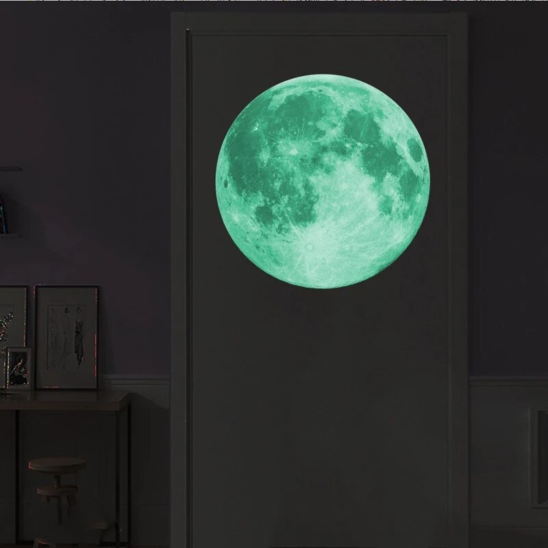 12/20/30cm Luminous Moon 3D Wall Sticker for kids room living room bedroom decoration home decals Glow in the dark Wall Stickers