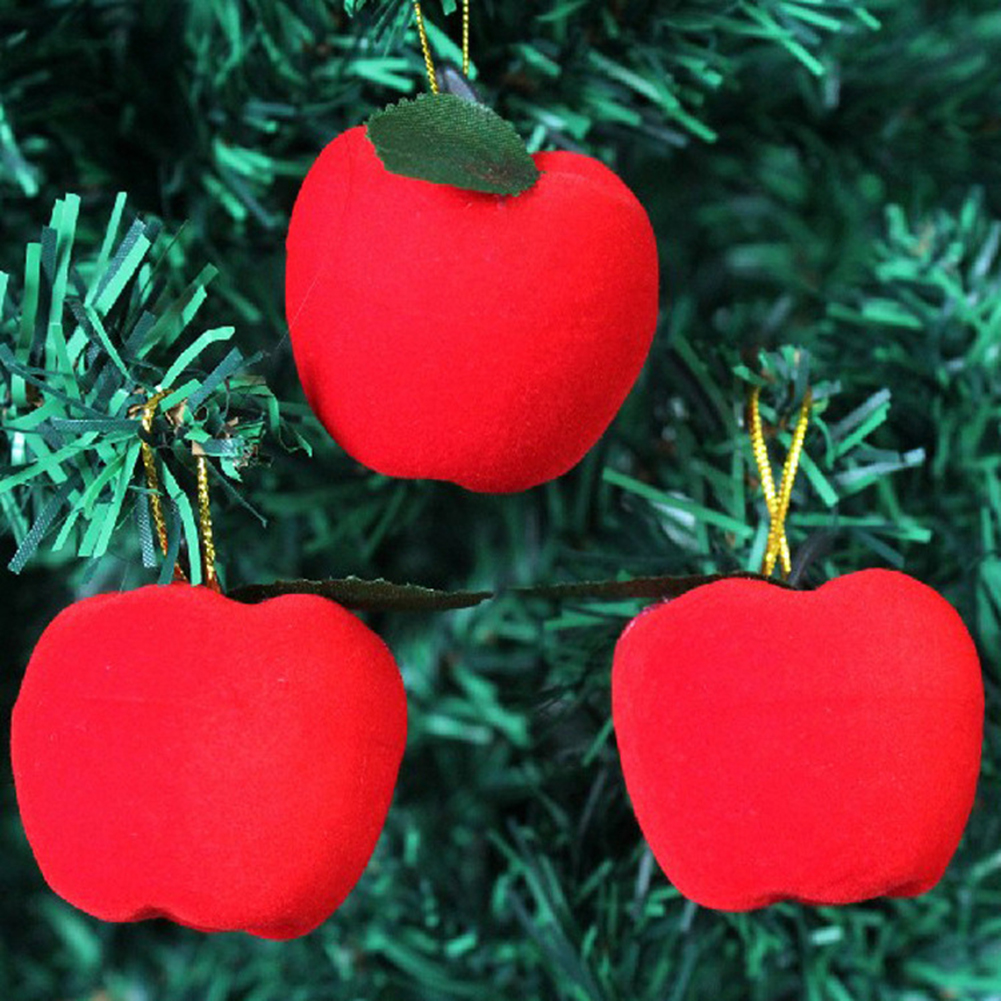 12 Uds. Decoración de navidad Manzana Roja adorno colgante de árbol de Navidad decoración para fiestas suministros