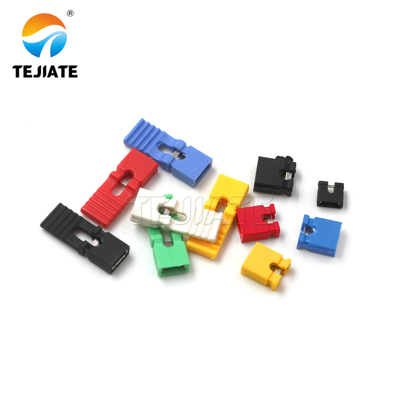 Capuchon de cavalier, 100 pièces, capuchon de court-circuit, espacement 2.54mm, noir, jaune, bleu, rouge, bloc de court-circuit, capuchon de connecteur à broche, capuchon à longue poignée