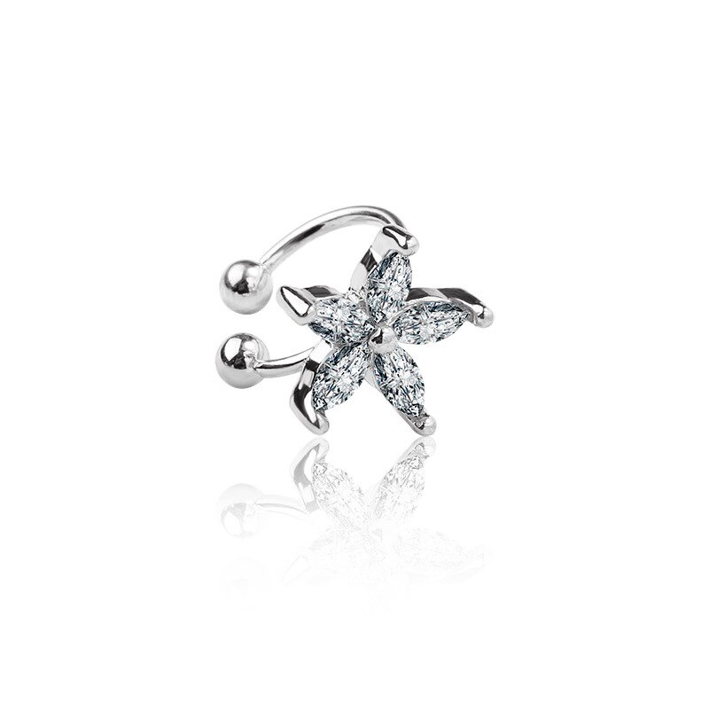 Mode Bladgoud Clip Earring Voor Vrouwen Zonder Piercing Puck Rock Vintage Crystal Star Oor Manchet Meisjes Sieraden: silver