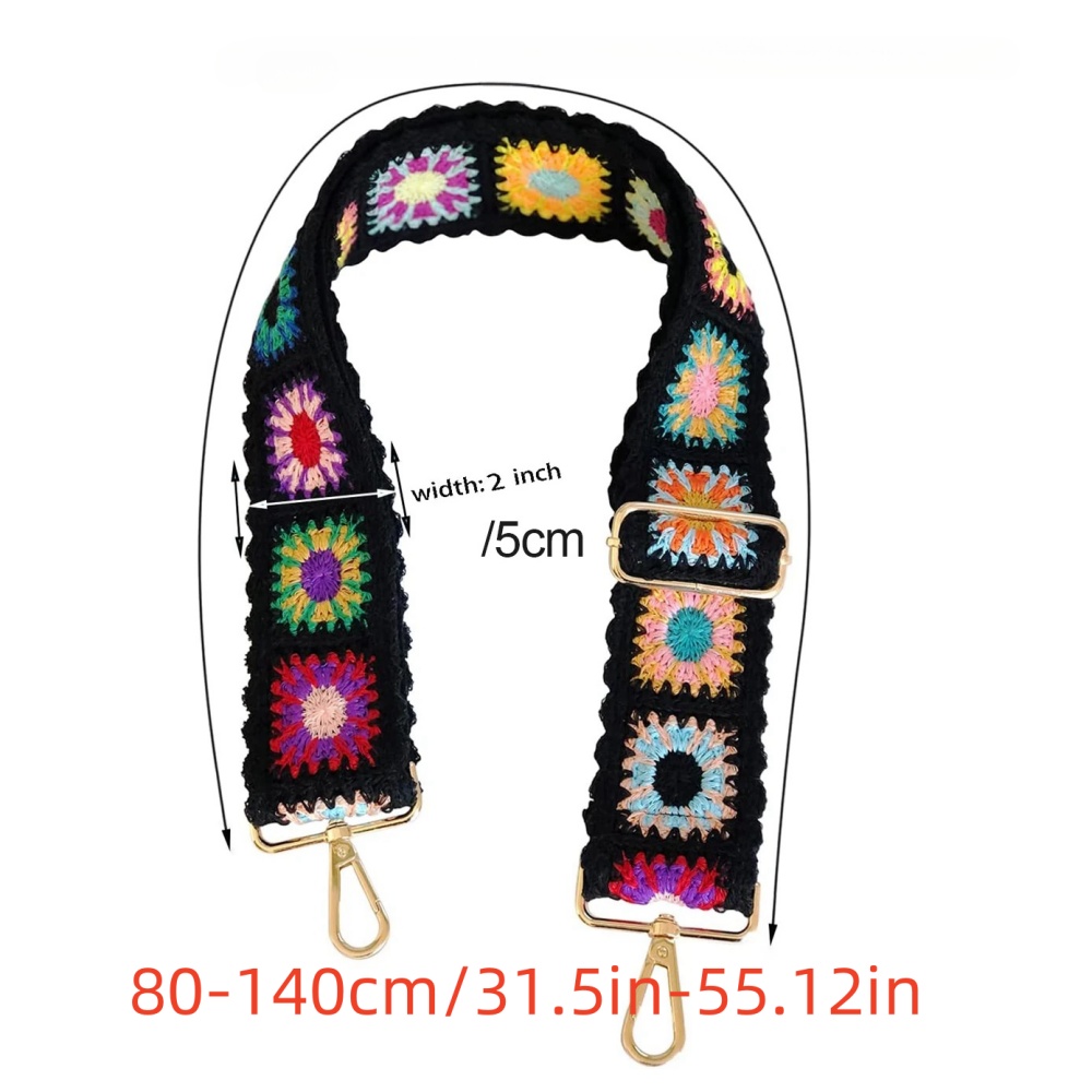 Alça de ombro estilo vintage bordada à mão multiuso moda bolsa acessórios alça de acessório de conforto ajustável: Ouro luz