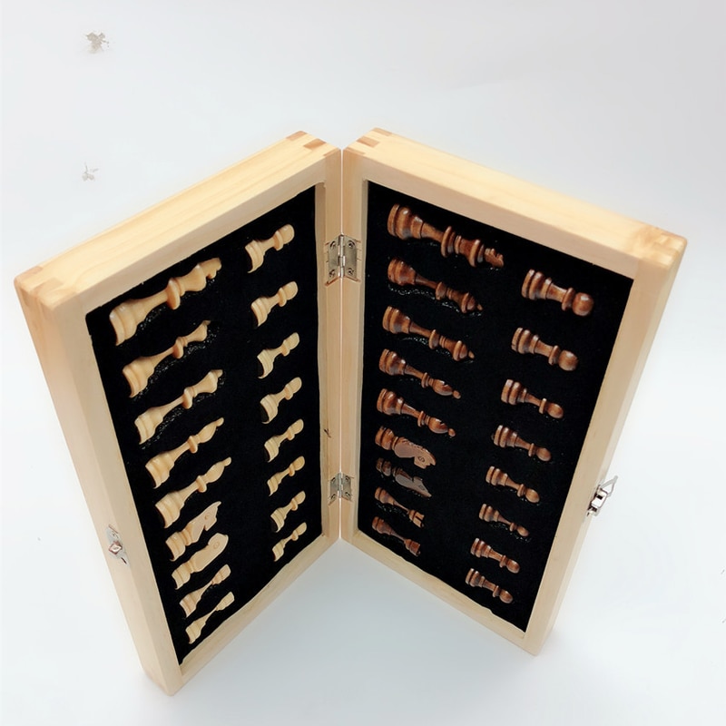 Magnetic Solid Wood Folding Chess Board Panel Wooden Printing Tablero Ajedrez Profesional Entertainment Checkers & Chess