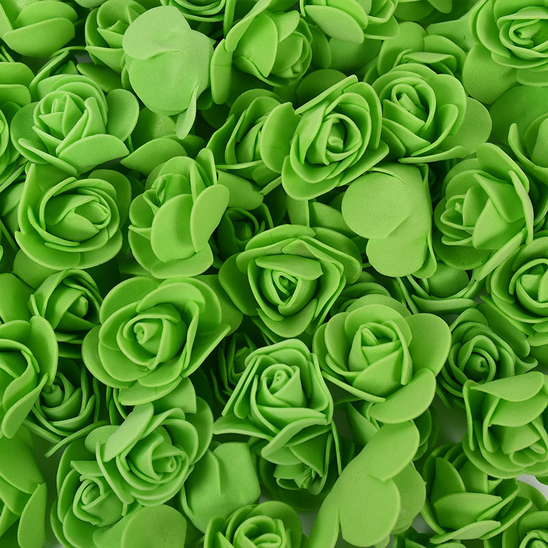 100/300Pcs 3cm Foam Rose Artificial Flowers Head Teddy Bear Roses Handmade DIY Decoration Wedding Valentines Day Home Decor: XS / Yellow