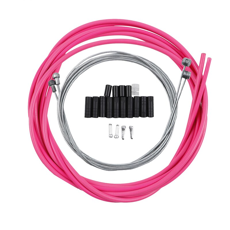 Universal MTB Brake/Shift Cable&Housing Group Sets For Road Bike Bicycle Shift Gear Derailleur/Brake kits Wire Tube Line Hose: 1set pink