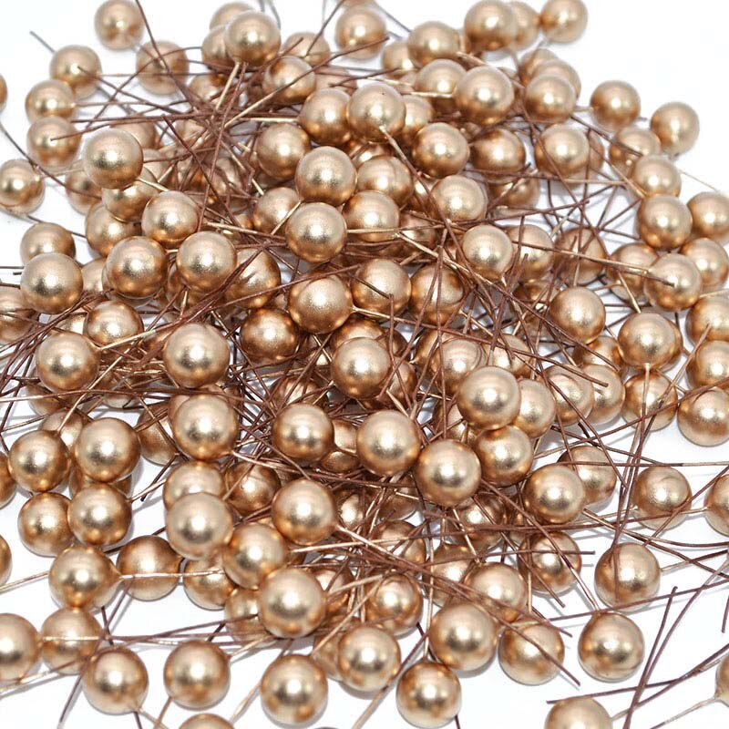 100 st/lot 12mm pärla plast ståndare konstgjord blomma små bär körsbär för bröllop jul tårta låda kransar dekoration: F01