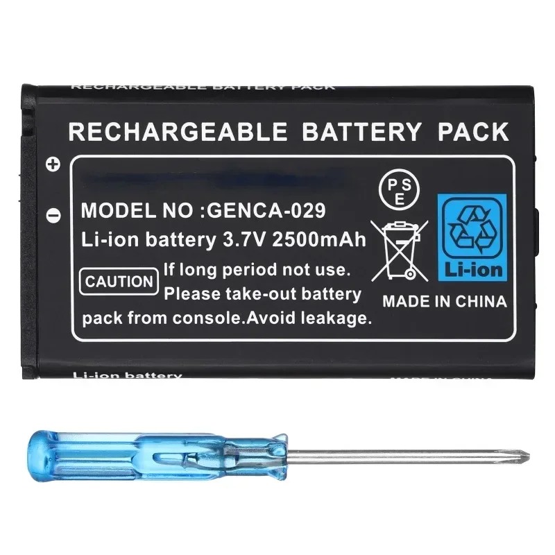Bateria de lítio recarregável 3.7v 2500mah para bateria de substituição 3ds xl com chave de fenda para novo console de jogos 3ds xl/ll