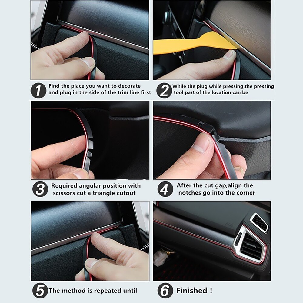 YOSOLO 3 Meters Trim Line Protection Strip DIY Interior Mouldings Decoration Edge Sticker Car Door Decor Strip Dashboard Edge