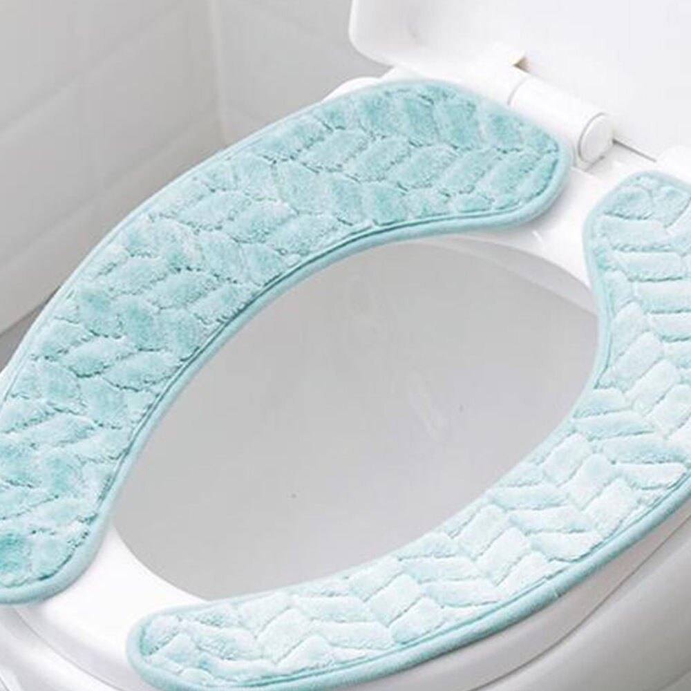2 Pairs Zachte Toiletbril Pad Wc Ringen Glad Wc Cover (Blauw Maat S + L)
