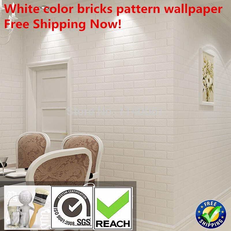 PVC Behang roll wit kleur 3D bakstenen behang voor slaapkamer woonkamer behang waterdichte wandbekleding