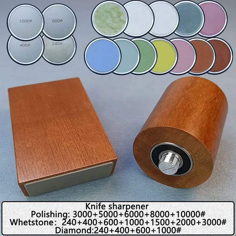 Diamant Slijpsteen Magnetische Rolling Messenslijper Houten Keuken Slijpsysteem 15-20 Graden Hoek Roller Accessoire