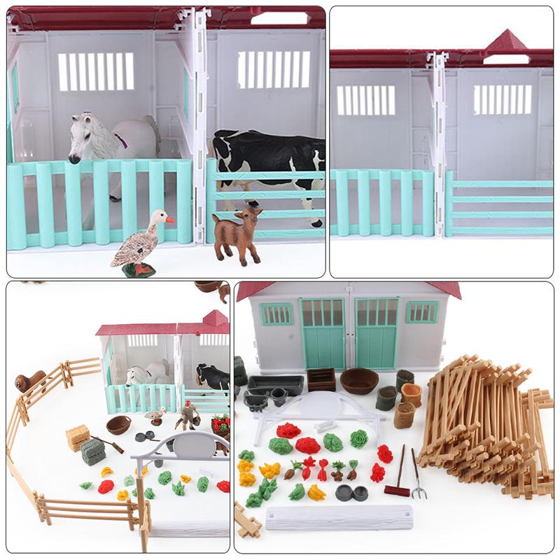 1 Set Farm Scene Model Toy Simulation House Model DIY Adornment Model Kids Toy Farm Scene Model