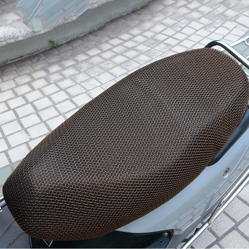 M 3D cubierta de asiento de motocicleta de malla transpirable cubiertas de asiento de Red de bicicleta eléctrica Protector de enfriamiento duradero negro, rojo, dorado, azul, colorido: Gold-M
