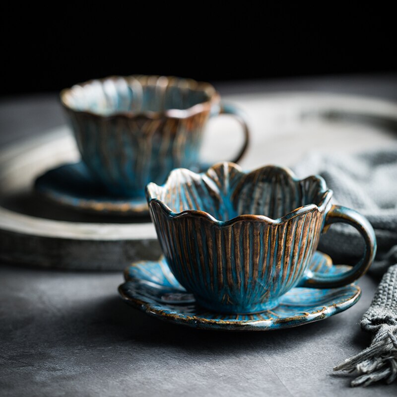 Japansk kop vintage keramisk håndlavet tallerkensæt kaffe sjovt redskab kop taza cafe hjemme drinkware  db60bd