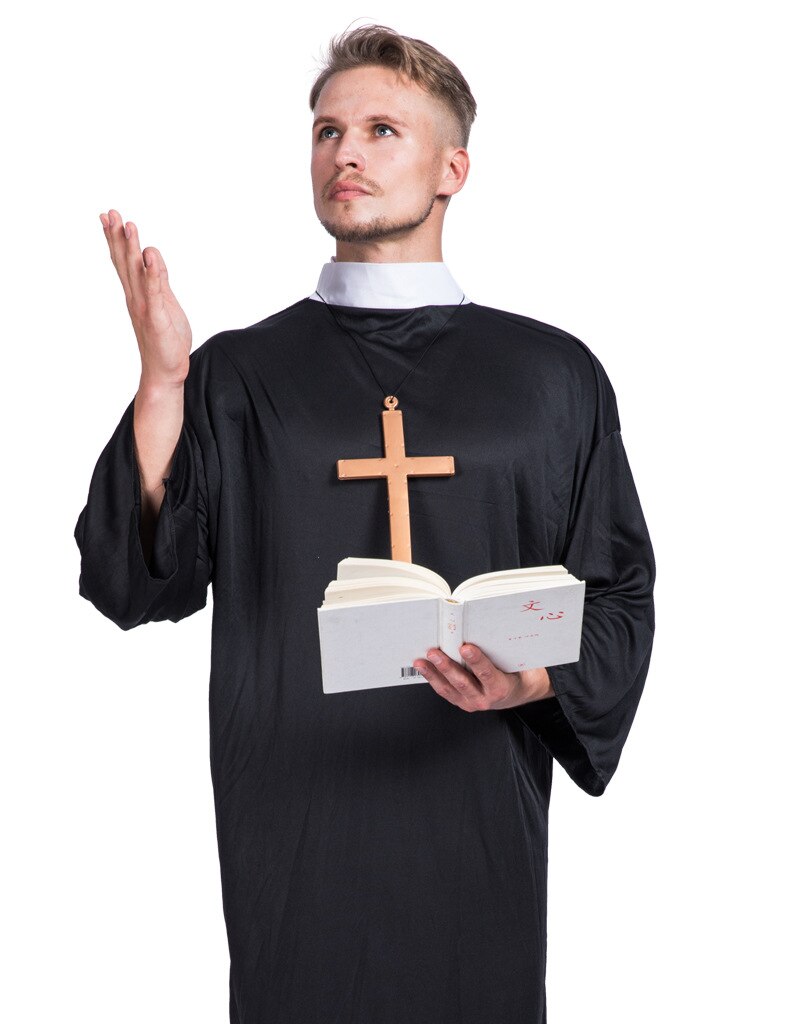Adult Priest Pastor Minister Costume Men Religious Missionaries Clergyman Costumes Purim Party Mardi Gras Carnival Fancy Dress