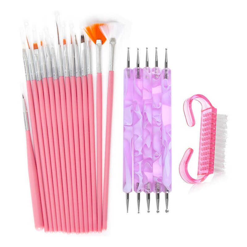 Addfavor 15 stk akryl neglekunst pensel uv gel polish maleri tegne pensler pen negle prik kit ren pensel manicure værktøj sæt: Sætb 006