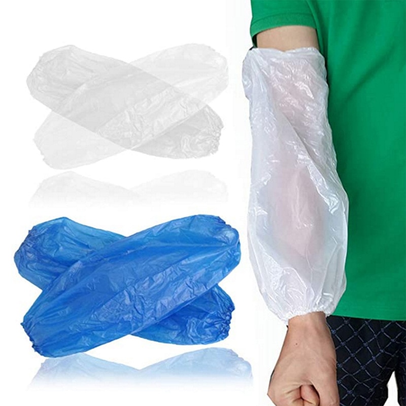 100 Stuks Wegwerp Plastic Arm Mouwen Covers Schoonmaken Milieu Mouwen Cover Niet Giftig Elastische Huishoudelijke Plastic Duurzaam