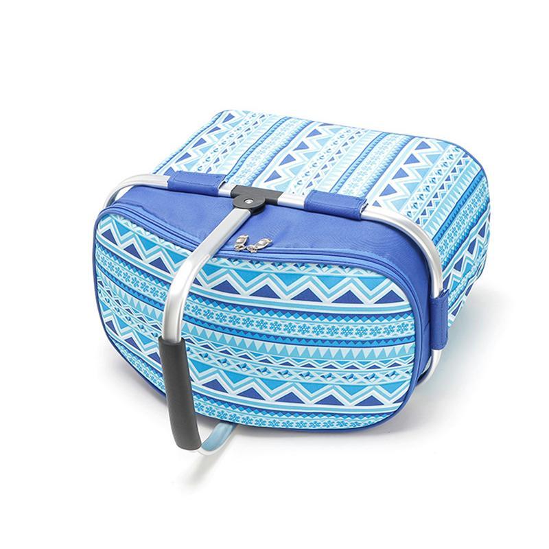 Ounona 26L Opvouwbare Picknickmand Lunch Tote Koeler Rugzak Outdoor Picknick Tas Voor Kruidenier Kayak Camping Wandelen (Blauw)