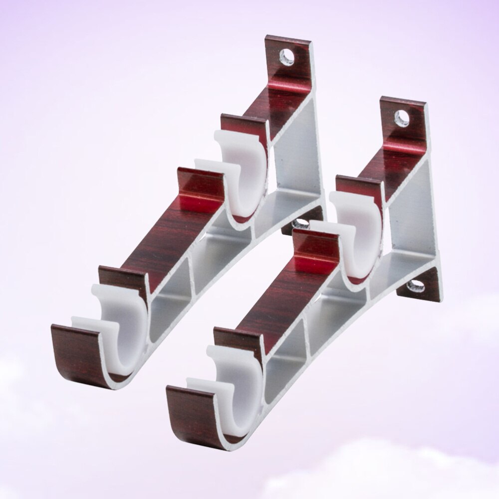 2PCS Curtain Fittings Aluminum Alloy Double Bracket Fish Type Double Code Curtain Rod Bracket: As Shown 1