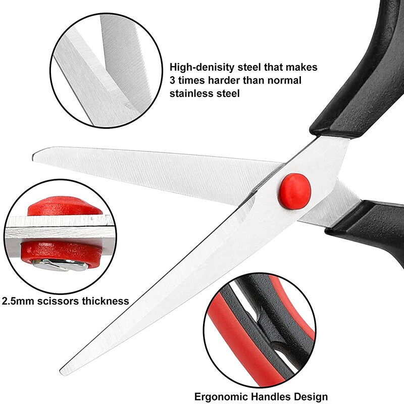 Multipurpose Scissors Ultra Sharp Blade Shears Comfort-Grip Handles Sewing Scissors for Office Home Sewing Fabric Craft Supplies