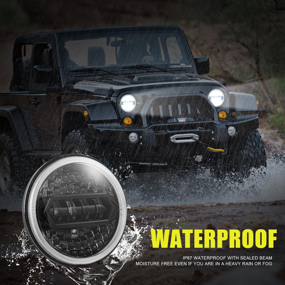 7 Inch Led Halo Koplampen Met Richtingaanwijzer Amber Wit Drl Compatibel Voor Jeep Wrangler