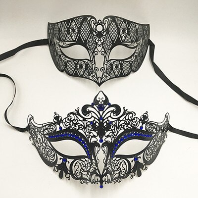 Luxus Metall Filigrane Strass Venezianischen Partei Maske Maskerade Paar Liebhaber WEIHNACHTEN Veranstaltung Hochzeit Maske viel: Schwarz Blau Diamant
