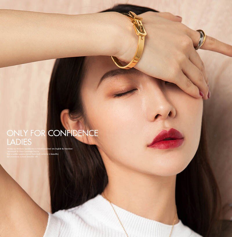 Riem Gesp Armband Femme 4 Kleuren Rvs Punk Verstelbare Manchet Armbanden Bangles Lady Sieraden