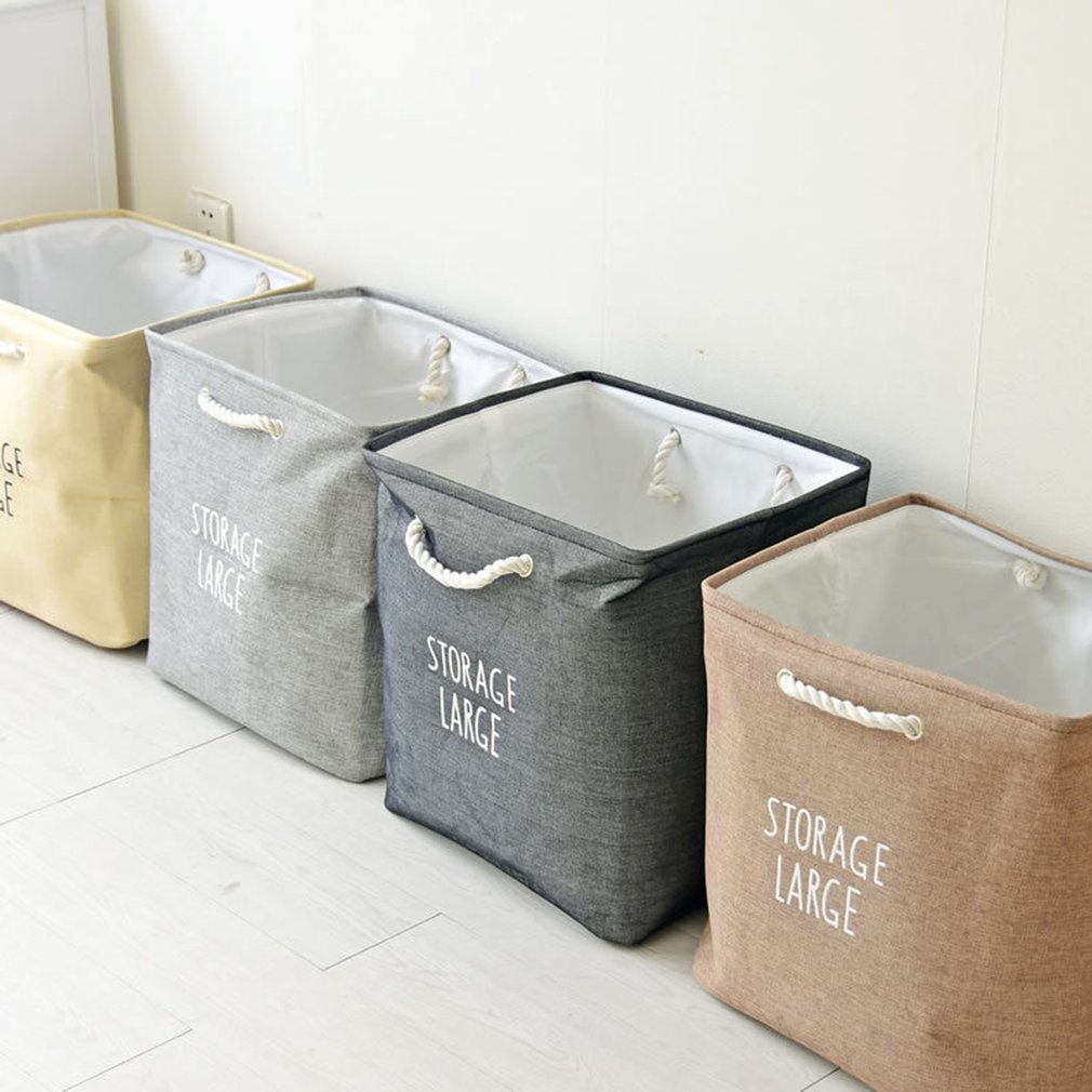 Large Storage Open Laundry Bucket Light Brown Cleaning Bag Bucket Home Case For Homeuse Bag Case Kep Bathroom