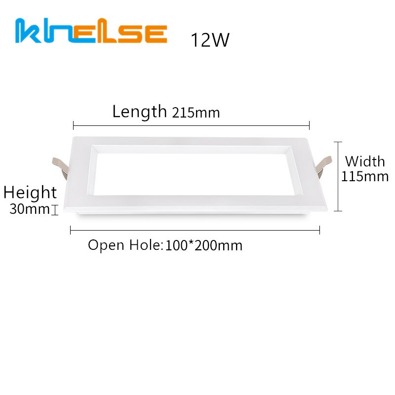 Square LED Recessed Ceiling Downlight 12W 180 Beam Angle Panel Lamp Industrial Living Room Bathroom Corridor Spot Lights Fixture