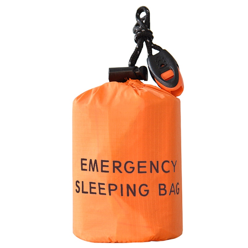PE pellicola di Alluminio sacco a pelo sacchetto di coulisse sacchetto di Immagazzinaggio Portatile di emergenza con fischietto di Emergenza Esterna di Campeggio Sacco A Pelo