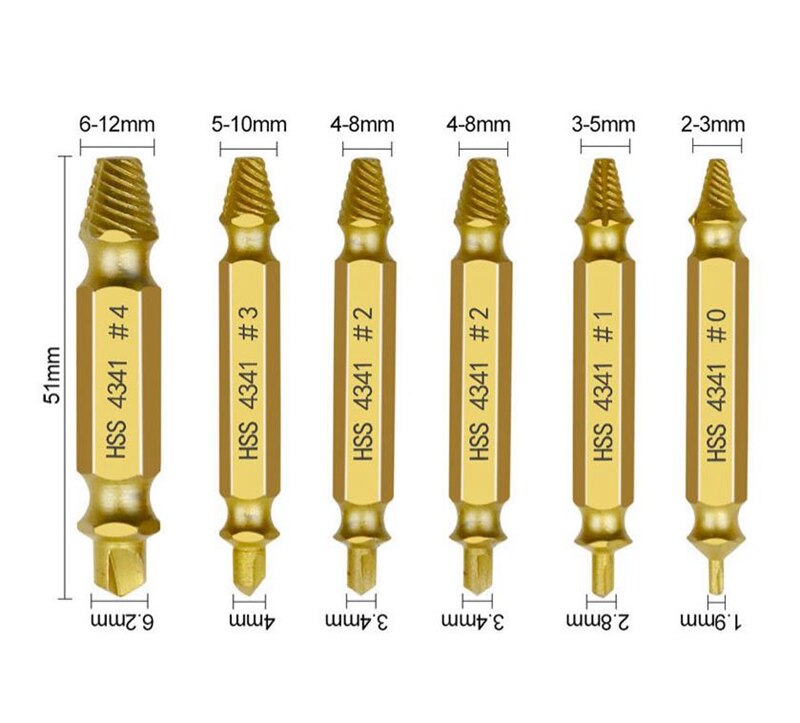 4/5/6Pcs Damaged Screw Extractor Drill Bit Double Side Drill Out Broken Screw Bolt Remover Extractor Tools Set Take Out Tool Set
