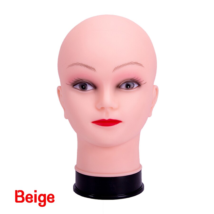 Cabeça de manequim careca do sexo feminino das sanguessugas com suporte profissional cabeça de treinamento careca cabeça de manequim bege e marrom escuro sem cabelo: beige